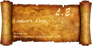 Lambert Elek névjegykártya